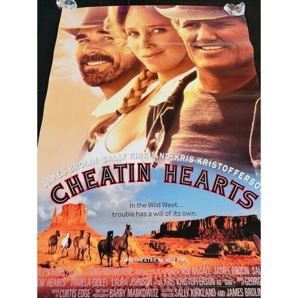 Movie Theater Cinema Poster Lobby Card vtg 1992 Cheatin Hearts Kristofferson